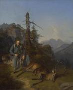 Theodor Horschelt Jager Mit Erlegtem Vierzehnender oil painting reproduction
